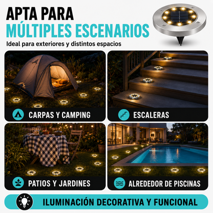 X4 Focos Solares 8 Led Luz Calido Con Estaca Para Exterior
