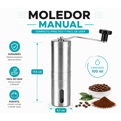 Molinillo Manual Moledor De Cafe Triturador Acero 100ml