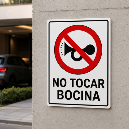 Señal Adhesiva No Tocar Bocina Plástica Rectangular para Exterior