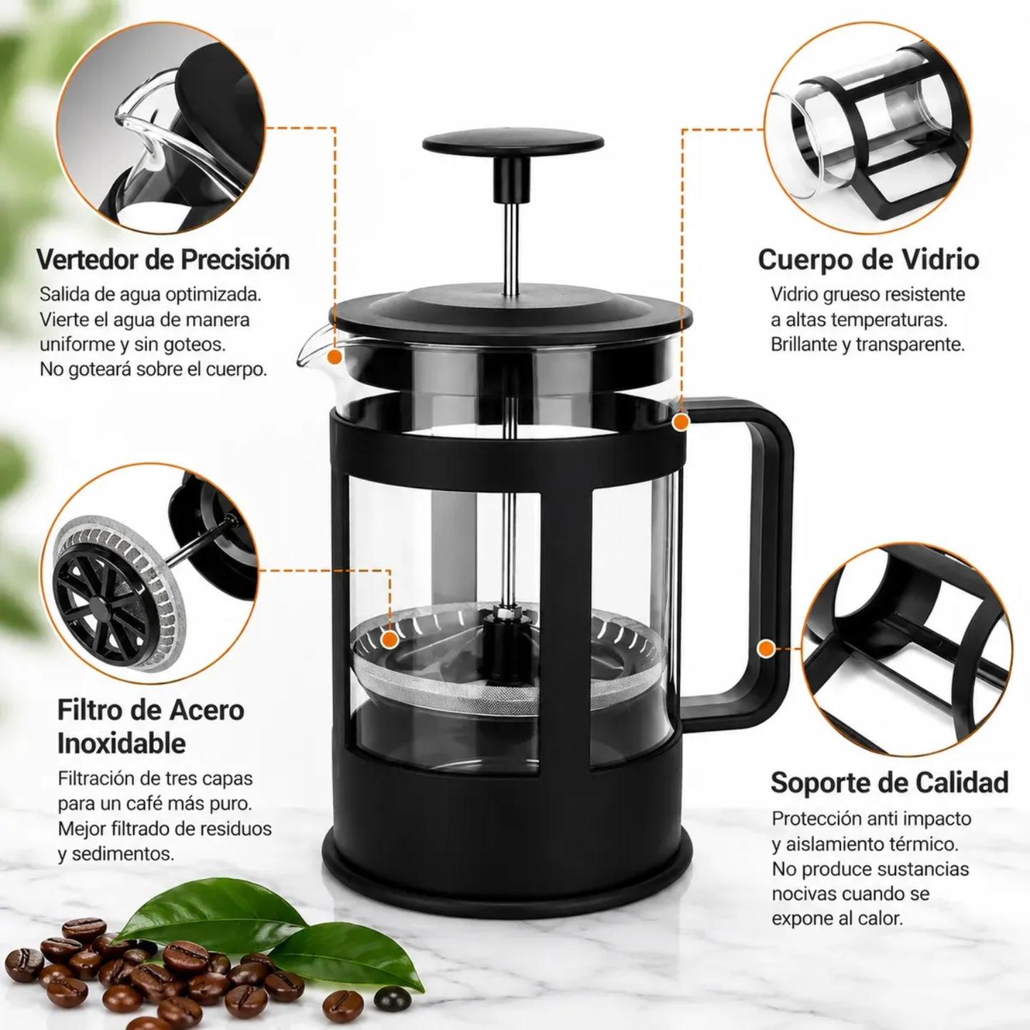 Prensa Francesa Cafetera Francesa Manual Cafe Te Mate 350ml