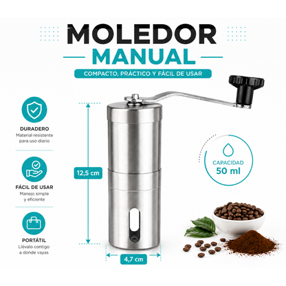 Molinillo Manual Moledor De Cafe Triturador Acero 50ml