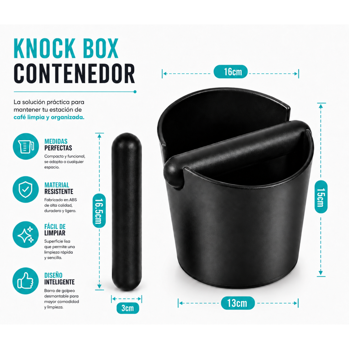 Borra Cafe Manual Knock Box Contenedor Recipiente 2l