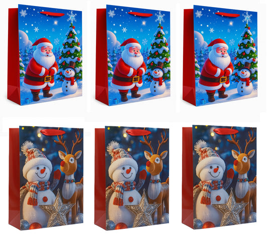 X6 Bolsa Regalo Navidad Grande Bolsa Navidad 42x31x12cm